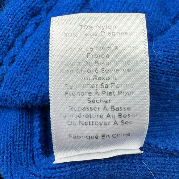 TALBOTS Women's Medium Royal Blue Lambswool Fisherman Cable Knit Tunic Sweater - Picture 5 of 9